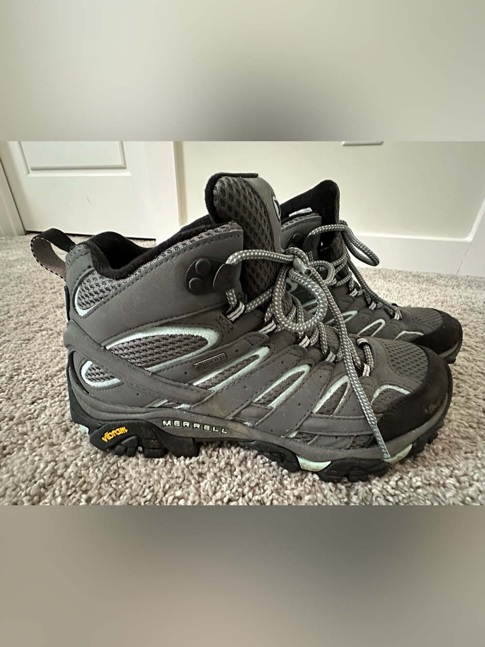 Merrell Gray Hiking Boots with Mint Details